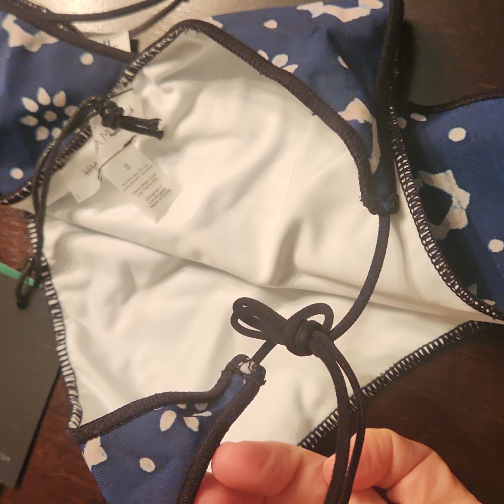 Vanessa Mooney Blue Patterned Bikini Bottom Small Size - Picture 11 of 11